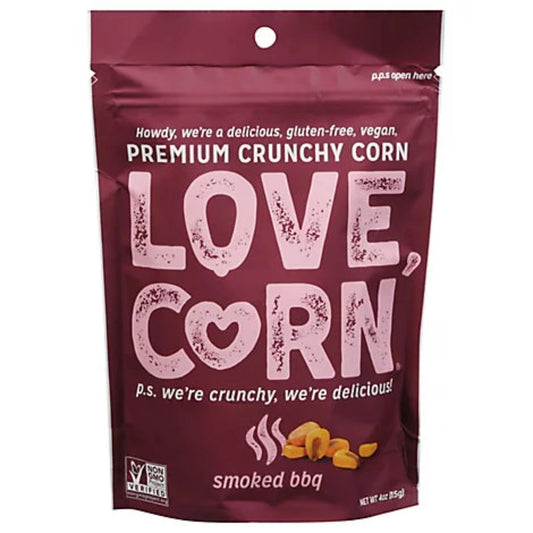 LOVE, CORN Crunchy Corn Snacks - Smoked BBQ Flavor (best by date of 1/3/24)
