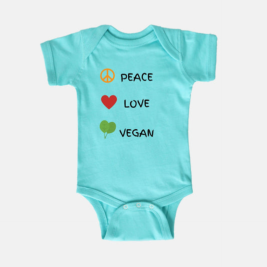 Peace, Love, Vegan Baby Onesie